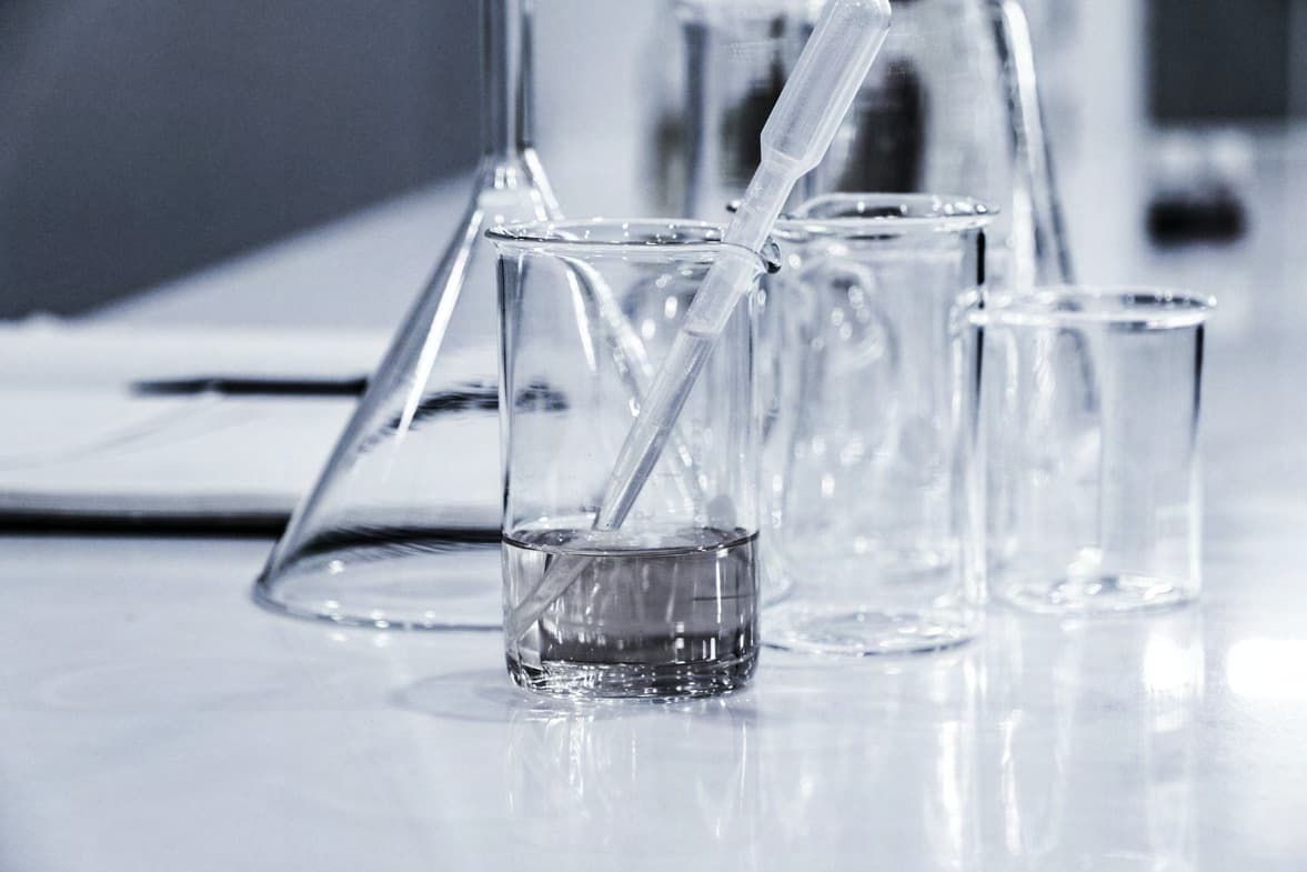 Laboratory glassware used in wastewater pathogen analysis
