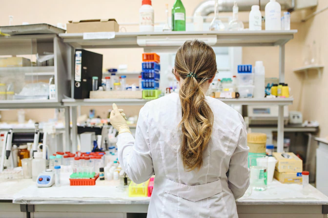 Scientist working at a laboratory bench
